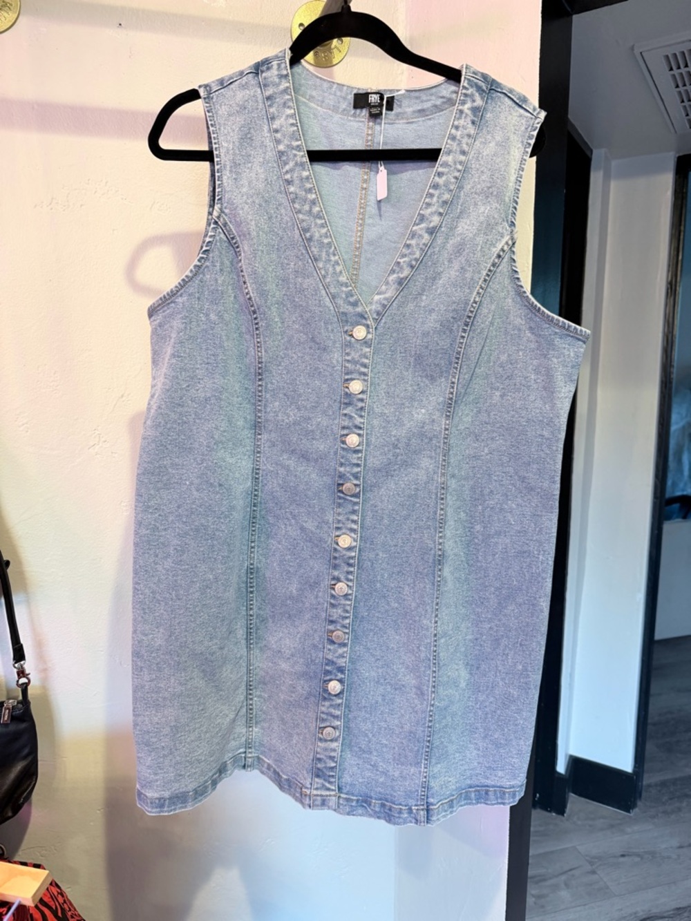 Frye Light Blue Denim Button‑Front Mini Dress